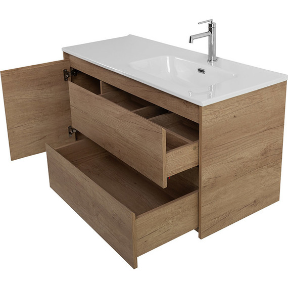 Тумба подвесная с раковиной BelBagno KRAFT-1000-2C-1A-SO-RNN-R 100 см, Rovere Nebrasca Nature фото 10