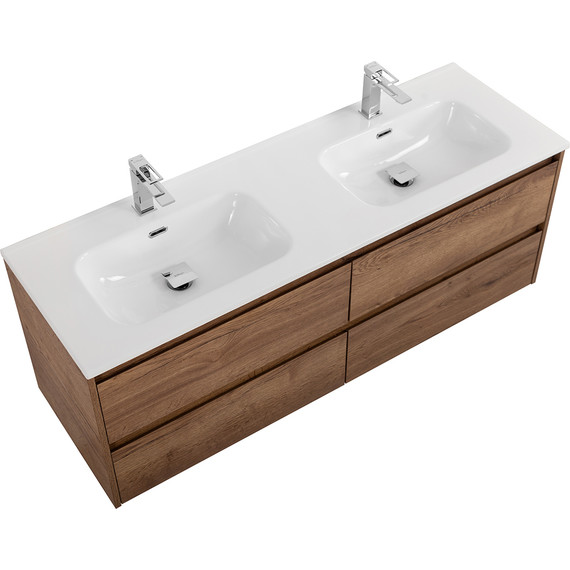 Тумба подвесная с раковиной BelBagno KRAFT-1400-4C-SO-2-RT 140 см, Rovere Tabacco фото 3