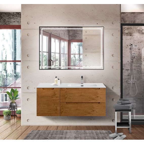 Тумба подвесная с раковиной BelBagno ETNA-1200-2C-1A-SO-RN-R 120 см (раковина BB1200ETL-R) Rovere Nature, Цвет фасада: Rovere Nature фото 10