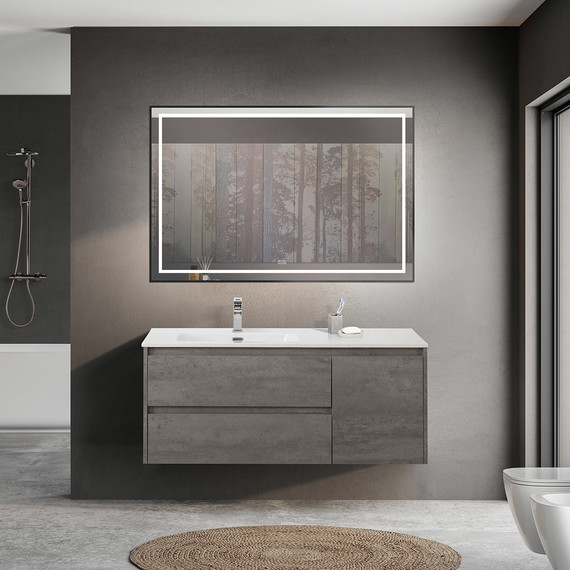 Тумба подвесная с раковиной BelBagno KRAFT-1200-2C-1A-SO-CG-L 120 см, Cemento Grigio фото 9