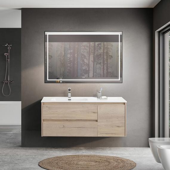 Тумба подвесная с раковиной BelBagno KRAFT-1200-2C-1A-SO-RGB-L 120 см, Rovere Galifax Bianco фото 10