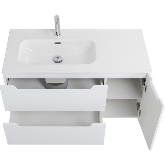 Тумба подвесная с раковиной BelBagno ETNA-1000-2C-1A-SO-BL-L 100 см (раковина BB1000ETL-L) Bianco Lucido, Цвет фасада: Bianco Lucido фото 9