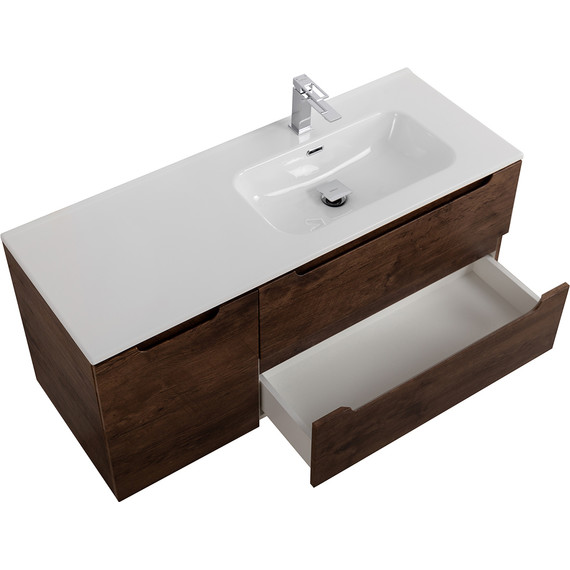 Тумба подвесная с раковиной BelBagno ETNA-1200-2C-1A-SO-RW-R 120 см (раковина BB1200ETL-R) Rovere Moro, Цвет фасада: Rovere Moro фото 3