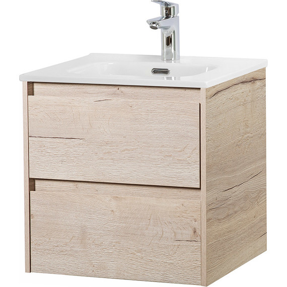 Тумба подвесная с раковиной BelBagno KRAFT-500-2C-SO-RGB 50 см, Rovere Galifax Bianco, Цвет фасада: Rovere Galifax Bianco фото 2