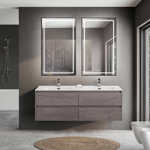 Тумба подвесная с раковиной BelBagno KRAFT-1400-4C-SO-2-CG 140 см, Cemento Grigio фото 11