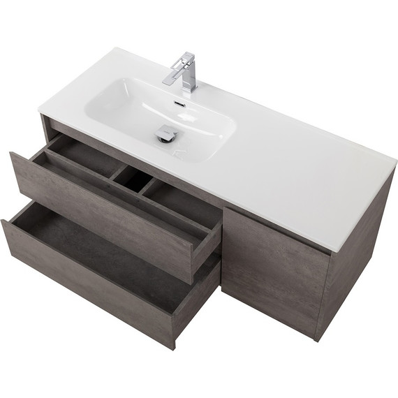 Тумба подвесная с раковиной BelBagno KRAFT-1000-2C-1A-SO-CG-L 100 см, Cemento Grigio фото 4
