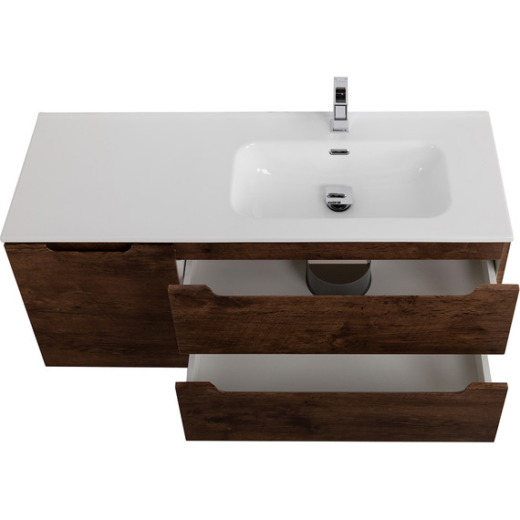 Тумба подвесная с раковиной BelBagno ETNA-1200-2C-1A-SO-RW-R 120 см (раковина BB1200ETL-R) Rovere Moro, Цвет фасада: Rovere Moro фото 6