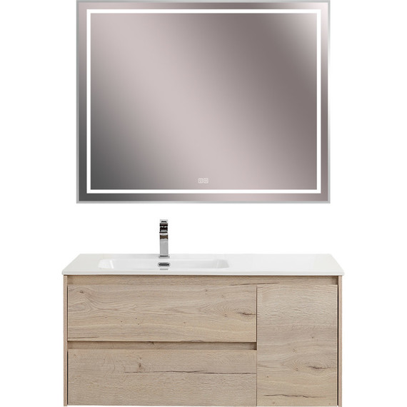 Тумба подвесная с раковиной BelBagno KRAFT-1000-2C-1A-SO-RGB-L 100 см, Rovere Galifax Bianco фото 11