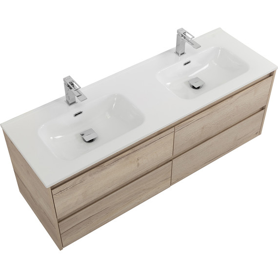 Тумба подвесная с раковиной BelBagno KRAFT-1400-4C-SO-2-RGB 140 см, Rovere Galifax Bianco фото 3