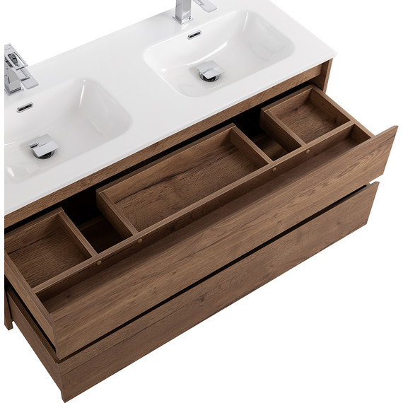 Тумба подвесная с раковиной BelBagno KRAFT-1200-2C-SO-2-RT 120 см, Rovere Tabacco фото 7