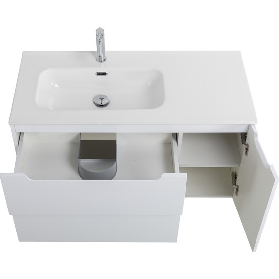 Тумба подвесная с раковиной BelBagno ETNA-1000-2C-1A-SO-BL-L 100 см (раковина BB1000ETL-L) Bianco Lucido, Цвет фасада: Bianco Lucido фото 10