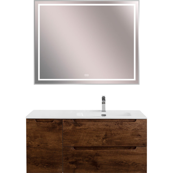 Тумба подвесная с раковиной BelBagno ETNA-1000-2C-1A-SO-RW-R 100 см (раковина BB1000ETL-R) Rovere Moro, Цвет фасада: Rovere Moro фото 11