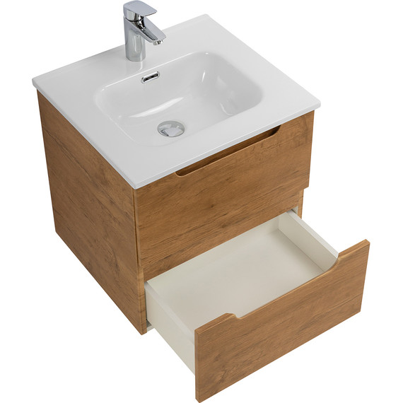 Тумба подвесная с раковиной BelBagno ETNA-500-2C-SO-RN 50 см (раковина BB500ETL) Rovere Nature, Цвет фасада: Rovere Nature фото 4