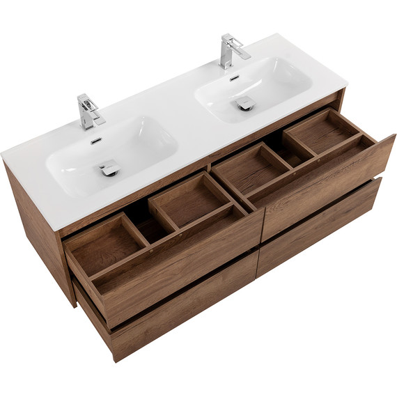 Тумба подвесная с раковиной BelBagno KRAFT-1200-4C-SO-2-RT 120 см, Rovere Tabacco фото 6