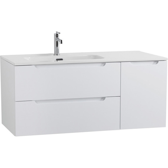 Тумба подвесная с раковиной BelBagno ETNA-1200-2C-1A-SO-BL-L 120 см (раковина BB1200ETL-L) Bianco Lucido, Цвет фасада: Bianco Lucido фото 2