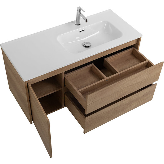 Тумба подвесная с раковиной BelBagno KRAFT-1000-2C-1A-SO-RNN-R 100 см, Rovere Nebrasca Nature фото 8