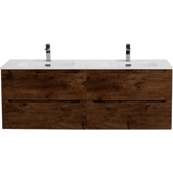 Тумба подвесная с раковиной BelBagno ETNA-1200-4C-SO-2-RW 120 см (раковина BB1200-2-ETL) Rovere Moro, Цвет фасада: Rovere Moro фото 