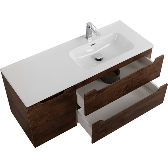 Тумба подвесная с раковиной BelBagno ETNA-1200-2C-1A-SO-RW-R 120 см (раковина BB1200ETL-R) Rovere Moro, Цвет фасада: Rovere Moro фото 4