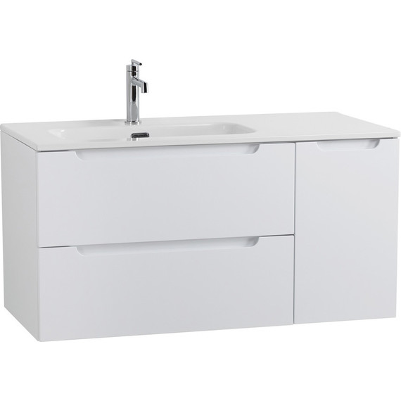 Тумба подвесная с раковиной BelBagno ETNA-1000-2C-1A-SO-BL-L 100 см (раковина BB1000ETL-L) Bianco Lucido, Цвет фасада: Bianco Lucido фото 2