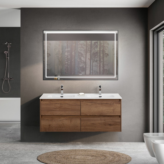 Тумба подвесная с раковиной BelBagno KRAFT-1200-4C-SO-2-RT 120 см, Rovere Tabacco фото 12