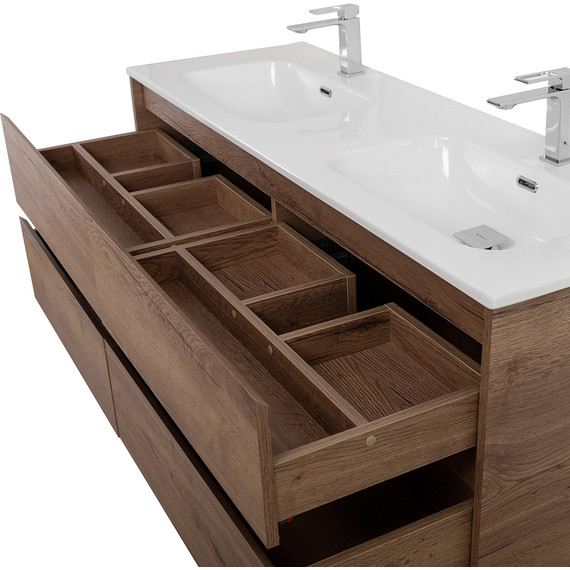 Тумба подвесная с раковиной BelBagno KRAFT-1200-4C-SO-2-RT 120 см, Rovere Tabacco фото 10
