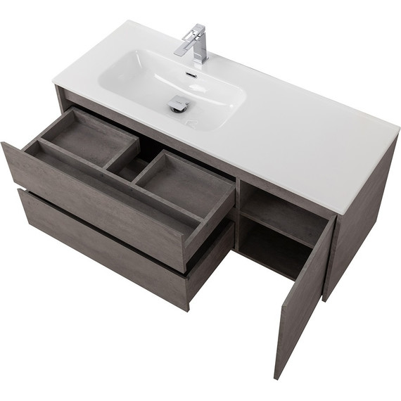 Тумба подвесная с раковиной BelBagno KRAFT-1000-2C-1A-SO-CG-L 100 см, Cemento Grigio фото 5