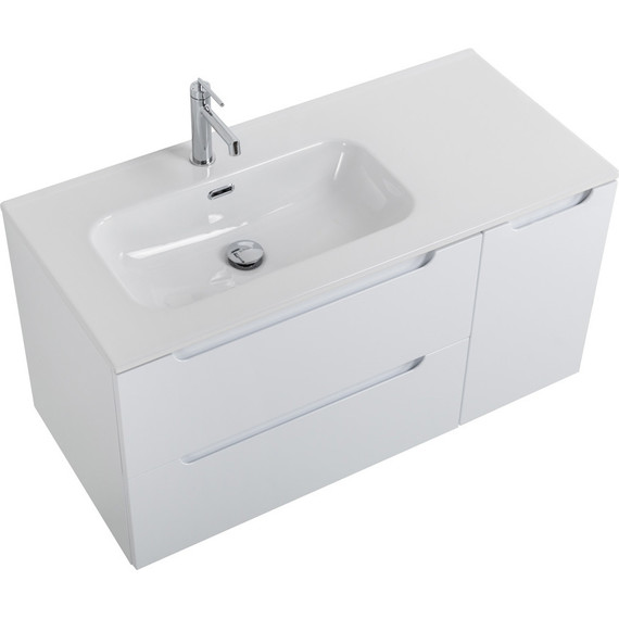 Тумба подвесная с раковиной BelBagno ETNA-1000-2C-1A-SO-BL-L 100 см (раковина BB1000ETL-L) Bianco Lucido, Цвет фасада: Bianco Lucido фото 6