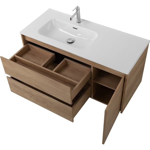 Тумба подвесная с раковиной BelBagno KRAFT-1000-2C-1A-SO-RNN-L 100 см, Rovere Nebrasca Nature фото 7