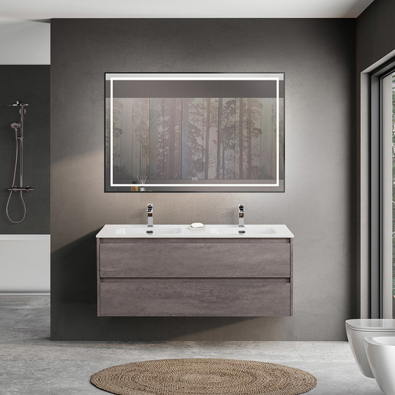 Тумба подвесная с раковиной BelBagno KRAFT-1200-2C-SO-2-CG 120 см, Cemento Grigio фото 10