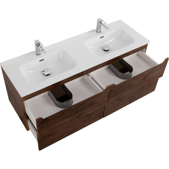 Тумба подвесная с раковиной BelBagno ETNA-1200-4C-SO-2-RW 120 см (раковина BB1200-2-ETL) Rovere Moro, Цвет фасада: Rovere Moro фото 6