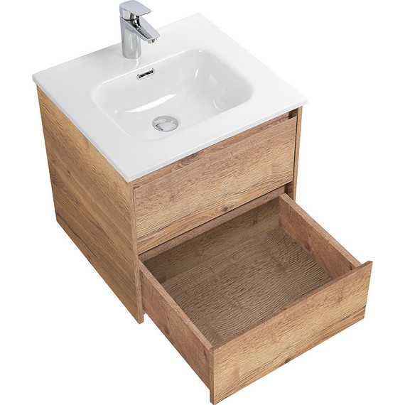 Тумба подвесная с раковиной BelBagno KRAFT-500-2C-SO-RT 50 см, Rovere Tabacco, Цвет фасада: Rovere Tabacco фото 4