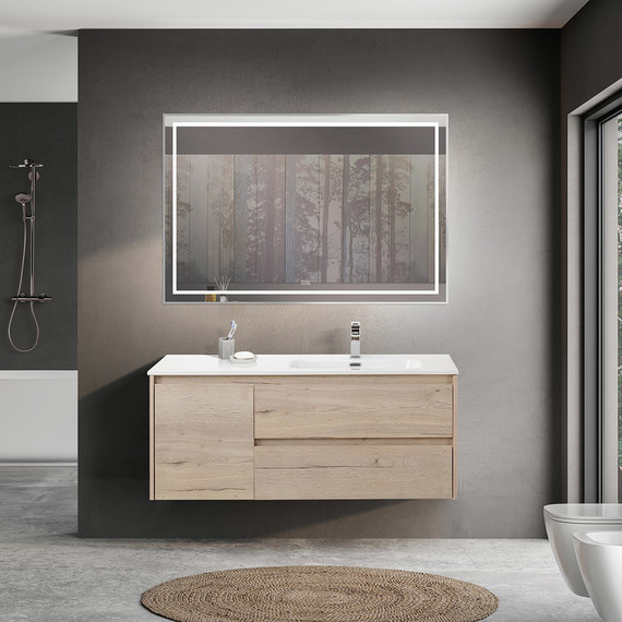 Тумба подвесная с раковиной BelBagno KRAFT-1200-2C-1A-SO-RGB-R 120 см, Rovere Galifax Bianco фото 10