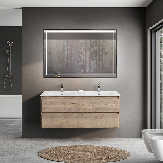 Тумба подвесная с раковиной BelBagno KRAFT-1200-2C-SO-2-RGB 120 см, Rovere Galifax Bianco фото 10
