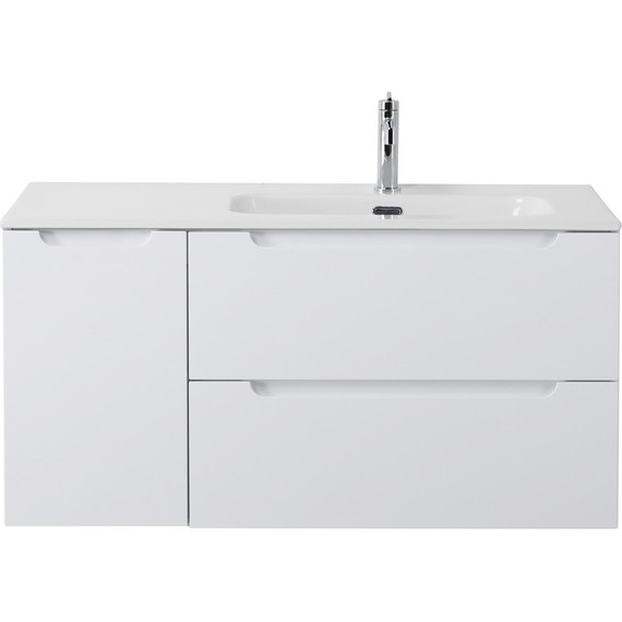 Тумба подвесная с раковиной BelBagno ETNA-1000-2C-1A-SO-BL-R 100 см (раковина BB1000ETL-R) Bianco Lucido, Цвет фасада: Bianco Lucido фото 