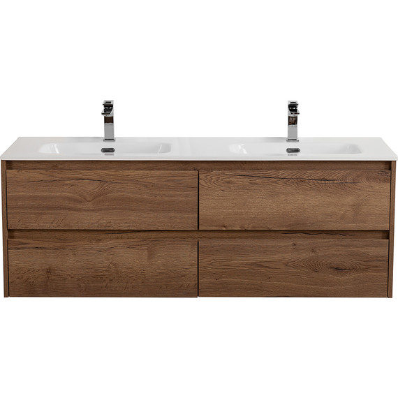 Тумба подвесная с раковиной BelBagno KRAFT-1400-4C-SO-2-RT 140 см, Rovere Tabacco фото 