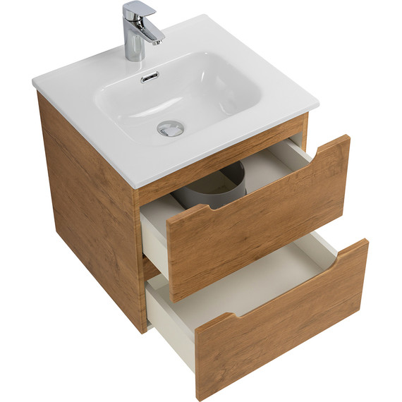 Тумба подвесная с раковиной BelBagno ETNA-500-2C-SO-RN 50 см (раковина BB500ETL) Rovere Nature, Цвет фасада: Rovere Nature фото 5