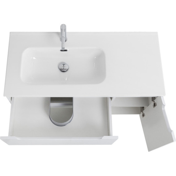 Тумба подвесная с раковиной BelBagno ETNA-1000-2C-1A-SO-BL-L 100 см (раковина BB1000ETL-L) Bianco Lucido, Цвет фасада: Bianco Lucido фото 4