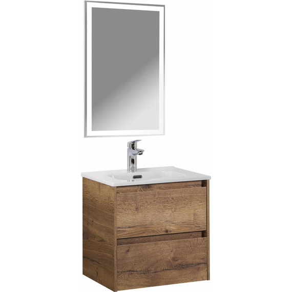 Тумба подвесная с раковиной BelBagno KRAFT-500-2C-SO-RT 50 см, Rovere Tabacco, Цвет фасада: Rovere Tabacco фото 7