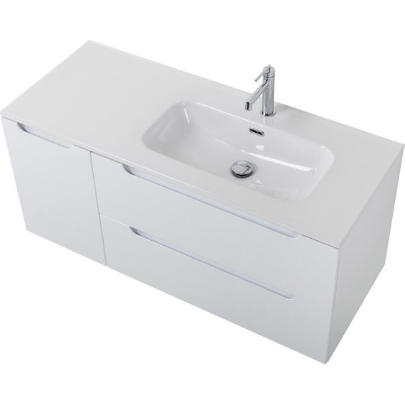 Тумба подвесная с раковиной BelBagno ETNA-1200-2C-1A-SO-BL-R 120 см (раковина BB1200ETL-R) Bianco Lucido, Цвет фасада: Bianco Lucido фото 5