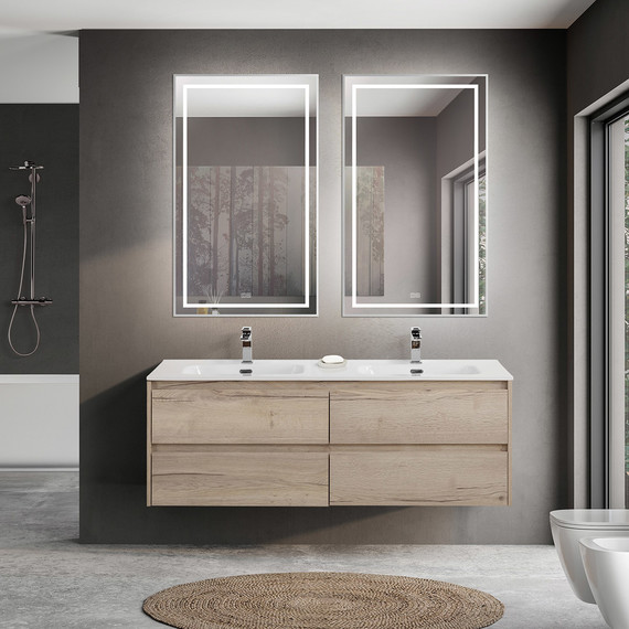 Тумба подвесная с раковиной BelBagno KRAFT-1400-4C-SO-2-RGB 140 см, Rovere Galifax Bianco фото 11