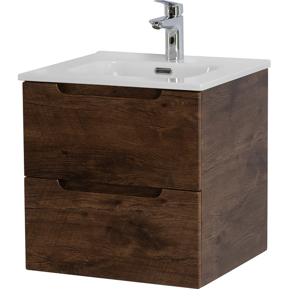 Тумба подвесная с раковиной BelBagno ETNA-500-2C-SO-RW 50 см (раковина BB500ETL) Rovere Moro, Цвет фасада: Rovere Moro фото 2