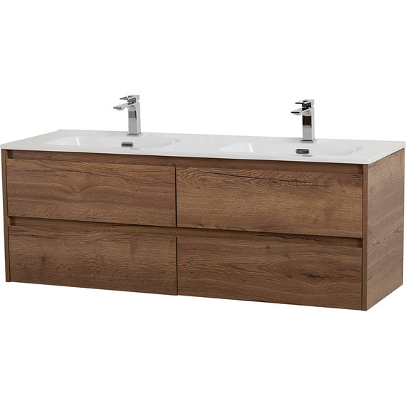 Тумба подвесная с раковиной BelBagno KRAFT-1400-4C-SO-2-RT 140 см, Rovere Tabacco фото 2