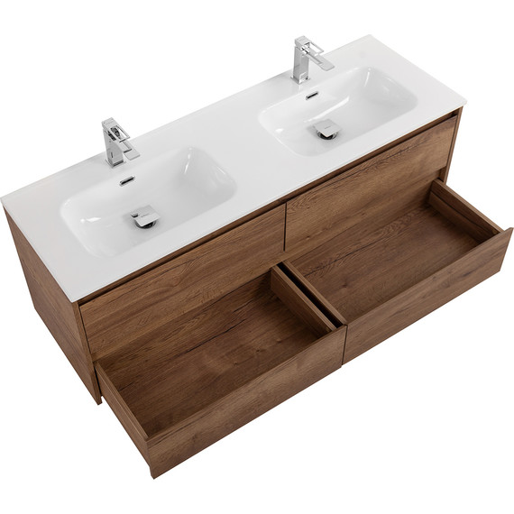 Тумба подвесная с раковиной BelBagno KRAFT-1400-4C-SO-2-RT 140 см, Rovere Tabacco фото 4