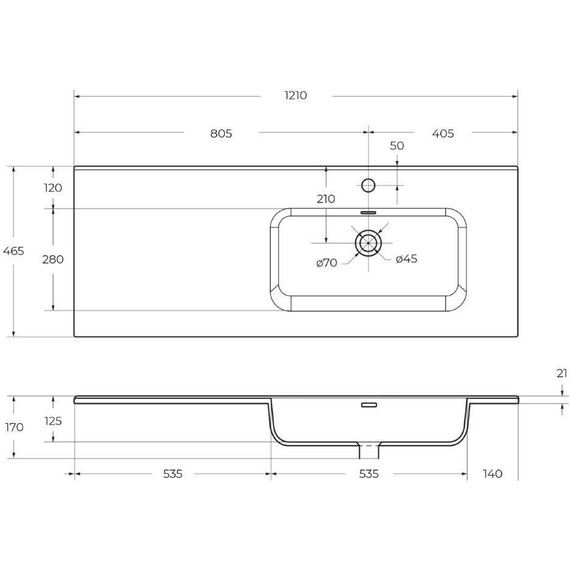 Тумба подвесная с раковиной BelBagno ETNA-1200-2C-1A-SO-RW-R 120 см (раковина BB1200ETL-R) Rovere Moro, Цвет фасада: Rovere Moro фото 13