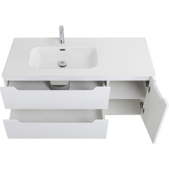 Тумба подвесная с раковиной BelBagno ETNA-1200-2C-1A-SO-BL-L 120 см (раковина BB1200ETL-L) Bianco Lucido, Цвет фасада: Bianco Lucido фото 7