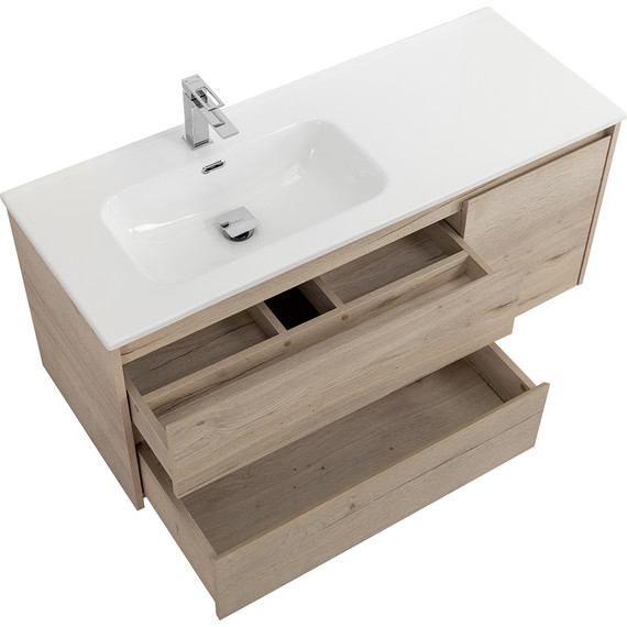 Тумба подвесная с раковиной BelBagno KRAFT-1000-2C-1A-SO-RGB-L 100 см, Rovere Galifax Bianco фото 4