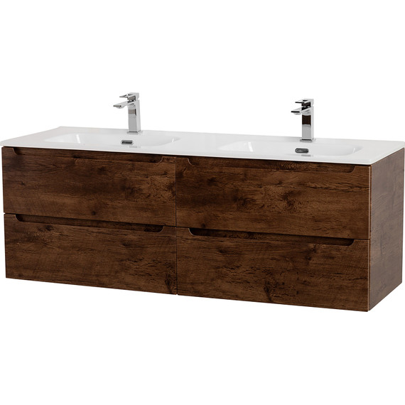 Тумба подвесная с раковиной BelBagno ETNA-1400-4C-SO-2-RW 140 см (раковина BB1400-2-ETL) Rovere Moro, Цвет фасада: Rovere Moro - 2 Тумба подвесная с раковиной BelBagno ETNA-1400-4C-SO-2-RW 140 см (раковина BB1400-2-ETL) Rovere Moro, Цвет фасада: Rovere Moro фото 2