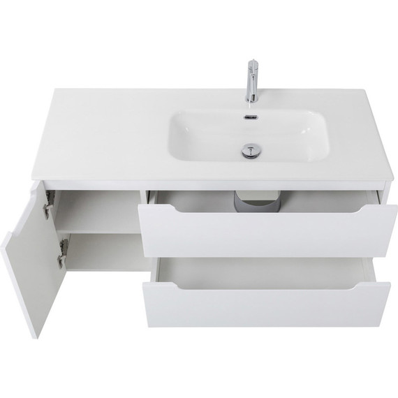 Тумба подвесная с раковиной BelBagno ETNA-1200-2C-1A-SO-BL-R 120 см (раковина BB1200ETL-R) Bianco Lucido, Цвет фасада: Bianco Lucido фото 7