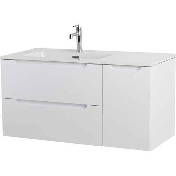 Тумба подвесная с раковиной BelBagno ETNA-1000-2C-1A-SO-BL-L 100 см (раковина BB1000ETL-L) Bianco Lucido, Цвет фасада: Bianco Lucido фото 5