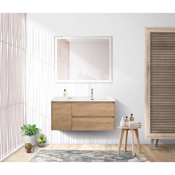 Тумба подвесная с раковиной BelBagno KRAFT-1000-2C-1A-SO-RNN-R 100 см, Rovere Nebrasca Nature фото 11